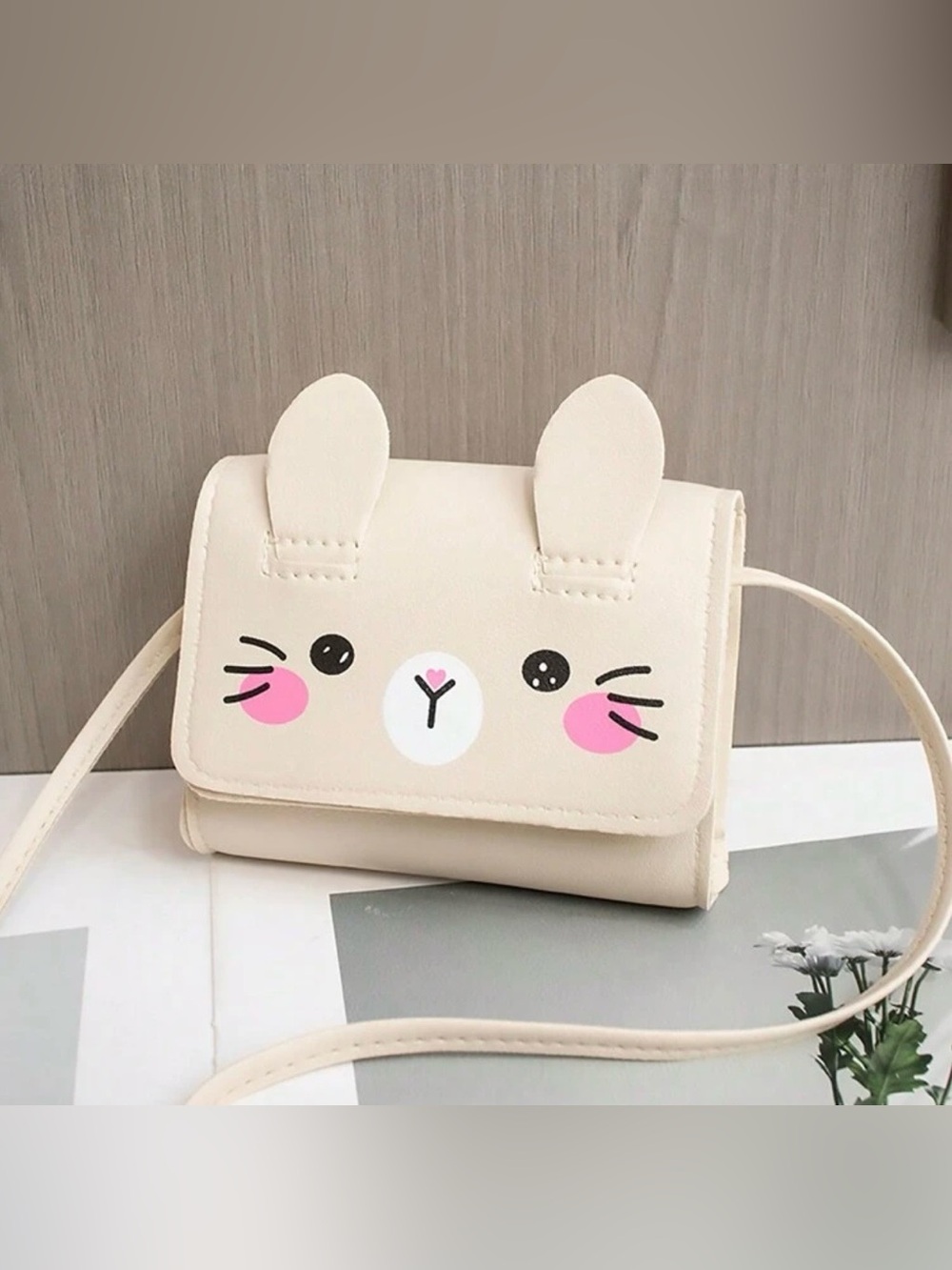 🩷 NEW 🩷 Cute Bunny Crossbody Bag in Cream with Pink Cheeks 🩷